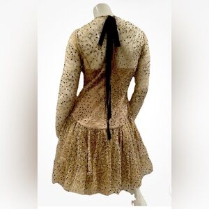 Lela Rose Elegant Tan Dress with Black Accents